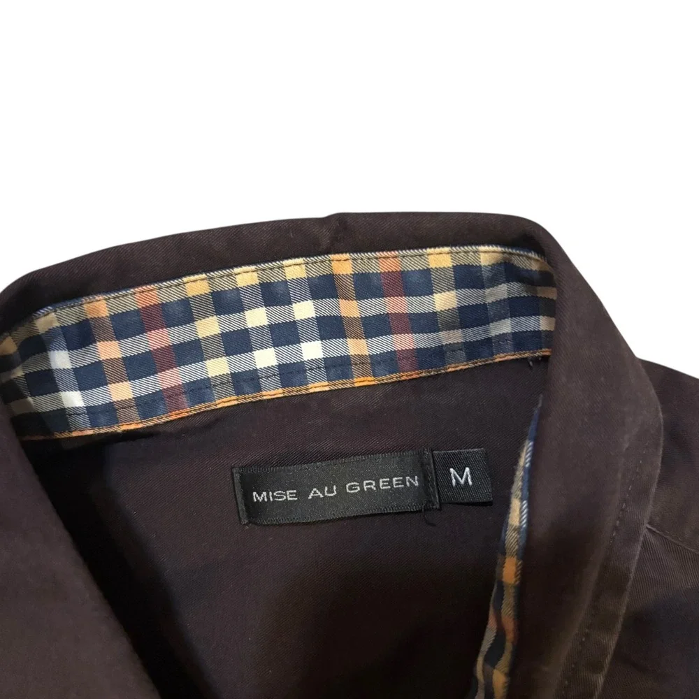 Mise Au Green Men's Brown Button‎ Down Size M Embroidered Mountain Adventure